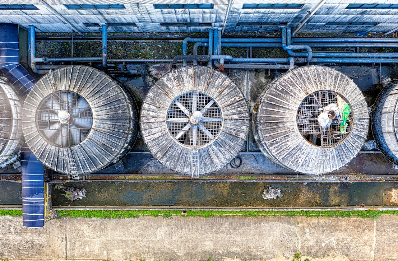Mastering the First Impression: Your intriguing post title goes here Overhead view of cooling towers at an industrial facility in Banten, Indonesia.